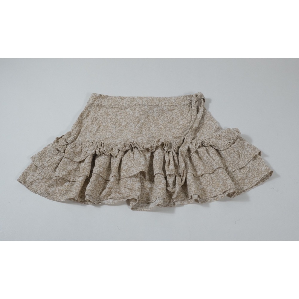 Forever 21 Skirt Womens S Beige Floral Ruffle Tiered Mini Skirt Casual Boho